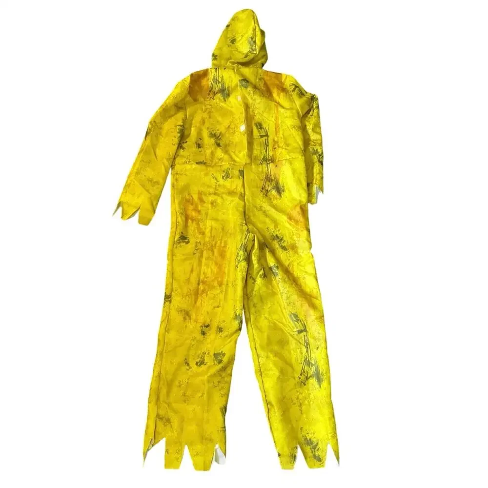 Spirit Kids Large Biohazard Unit Yellow Hooded Halloween Costume Jumpsuit
